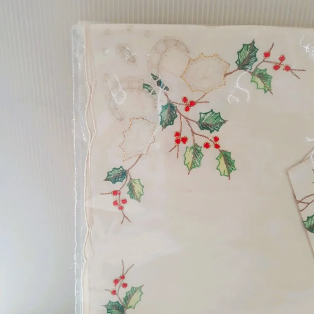 3-New Lenox Holiday Floral Embroidered Metallic Cotton Placemat & Napkin Sets